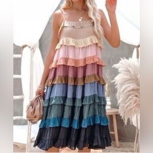 Anthropologie dress by Storia. Multicolor ruffles. XL